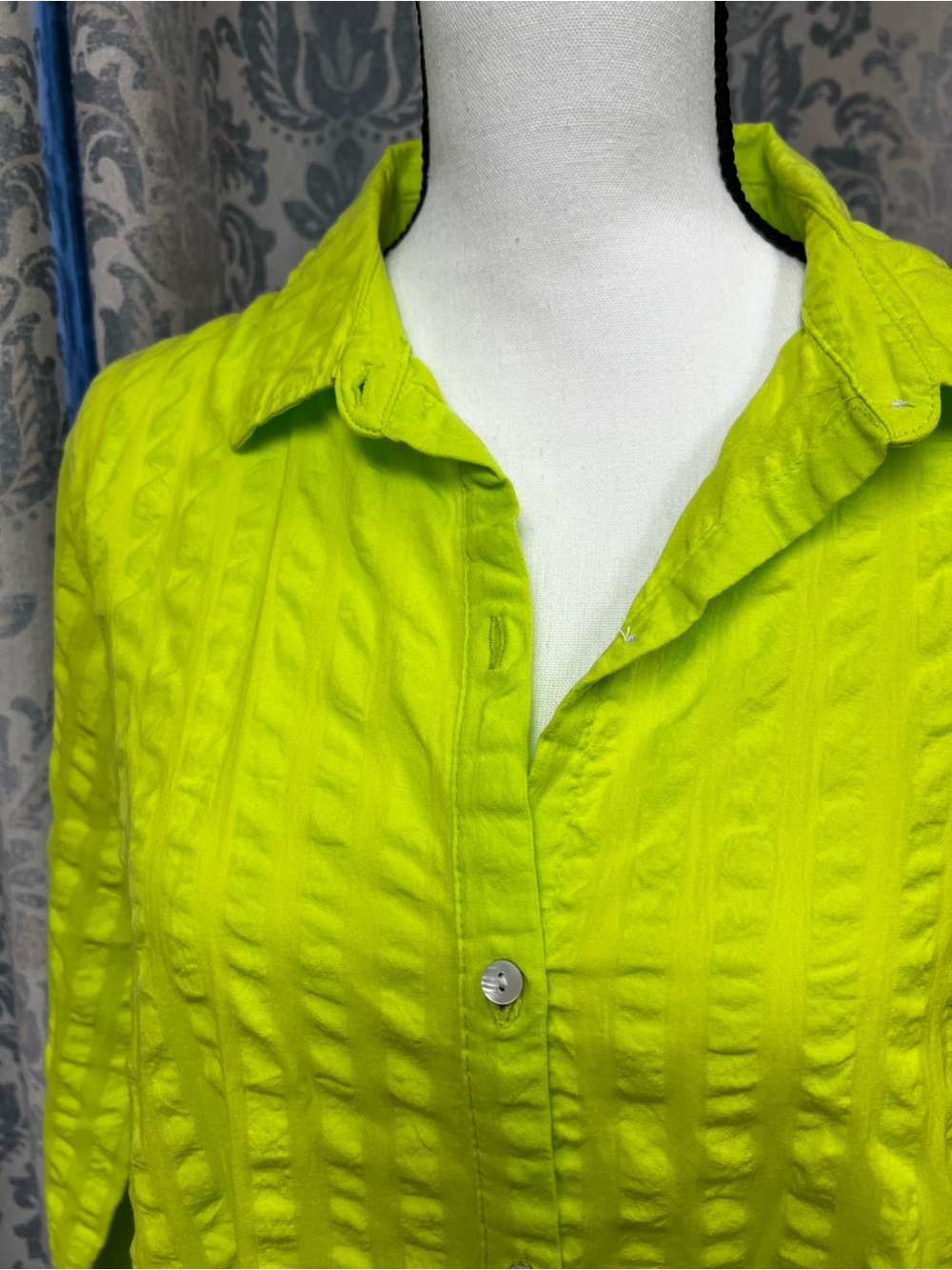 New Sigrid Olsen Lime Green 100% cotton tunic Size M - Picture 2 of 10